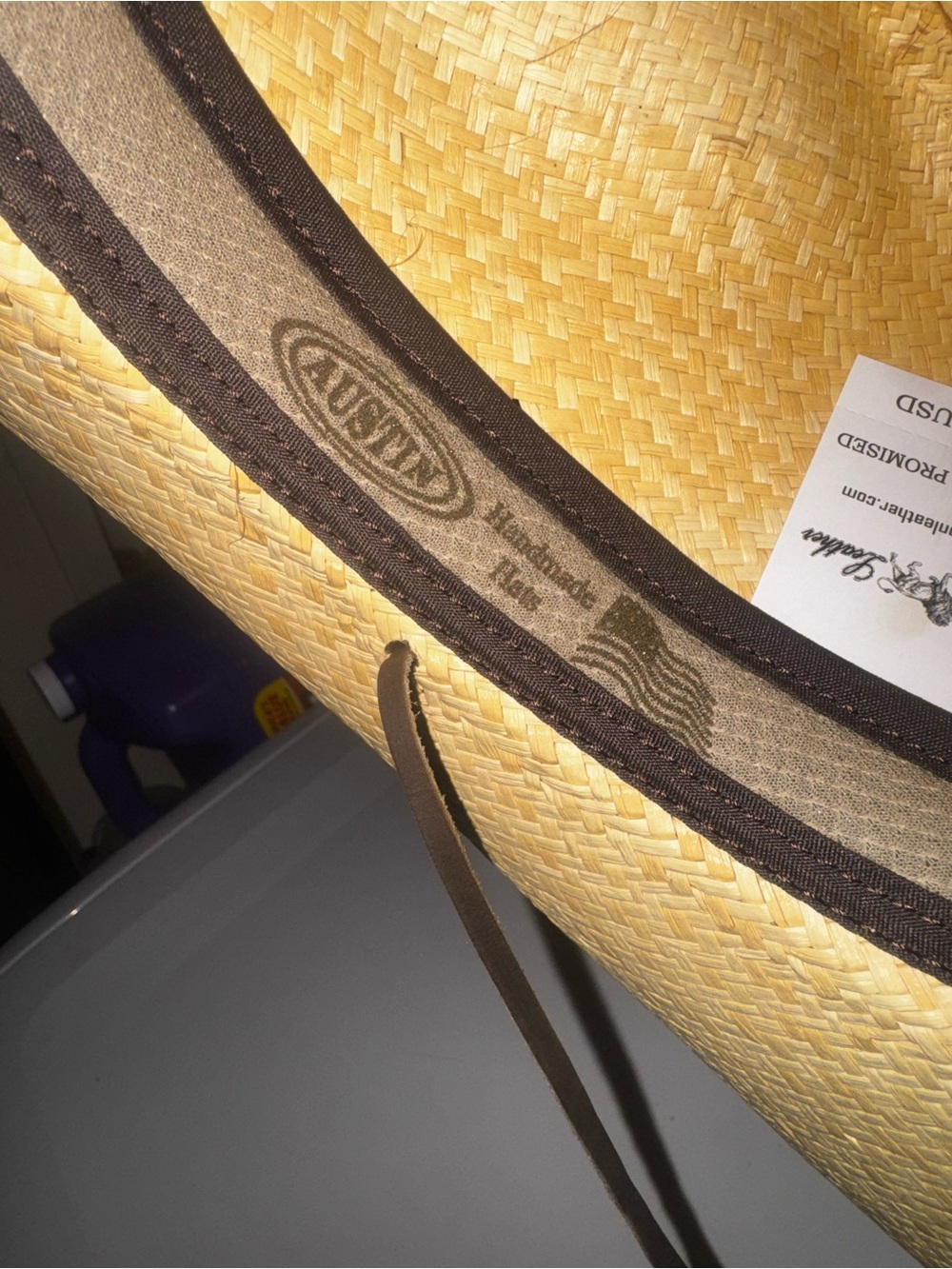 Women’s Straw Cowboy Hat in Tan with Dark Brown Trim - Picture 4 of 15
